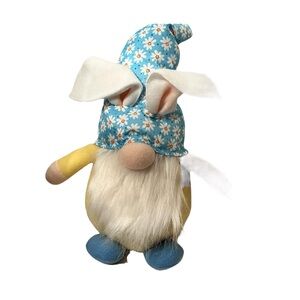 18" Easter Bunny Gnome Plush Figurine Multicolor Spring Decor
